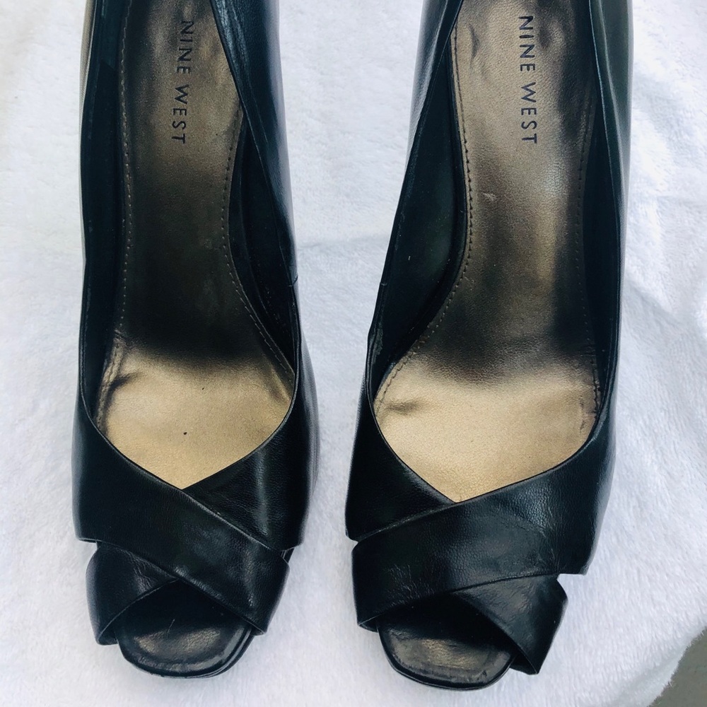 Black leather heels